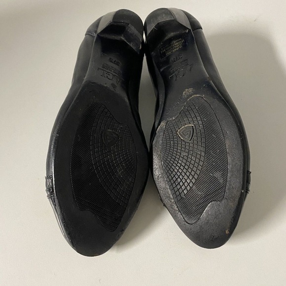 AGL Attilio Giusti Leombruni Pump Ballet Black Leather Pleated Low Heel … - Picture 6 of 6